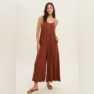 Wishlist LEILA CAMI WIDE LEG JUMPSUIT sz small rust